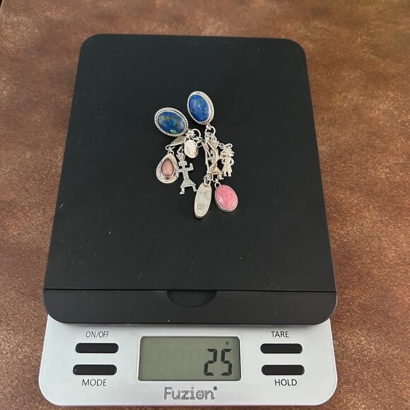 Native American sterling earrings w azurite/lapis/other stones - Picture 11 of 11